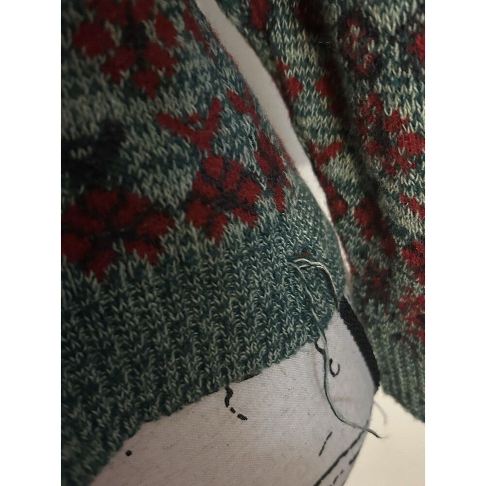 Cute NWT green and red floral-patterned square-neck cardigan - Picture 4 of 6